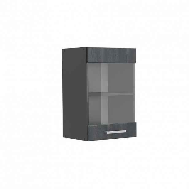 Vicco SKLENĚNÁ KUCHYŇSKÁ SKŘÍŇKA R-Line Černý beton 40 cm