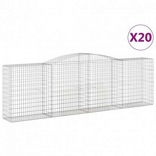 vidaXL Klenuté gabionové koše 20ks 400x50x120/140cm pozinkované železo
