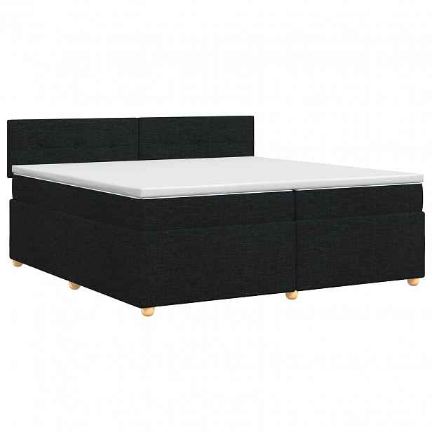 vidaXL Postel boxspring s matrací s čelo Černá 200 x 200 cm Textil