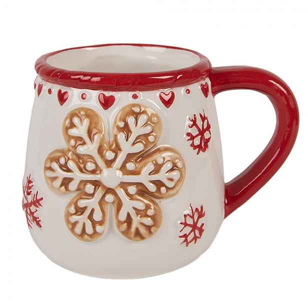 Bílý vánoční keramický hrnek vločka Snowflakes - 13*10*10 cm / 375 ml Clayre & Eef