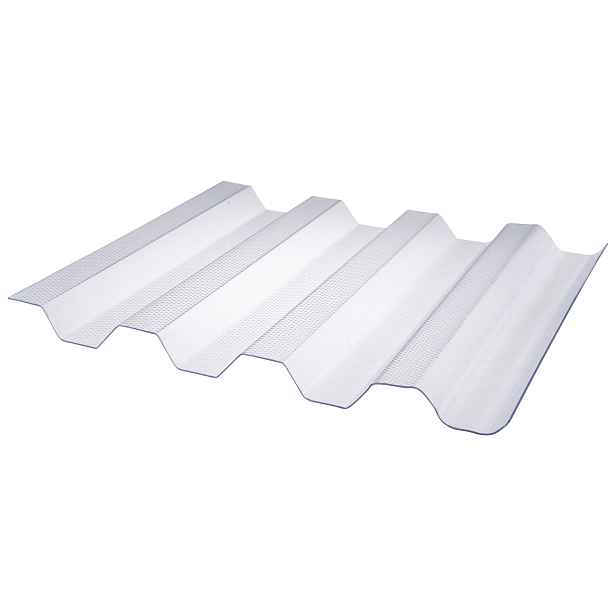 Deska polykarbonátová trapézová TOPLIGHT T 76/18 microprisma 2UV čirá 0,9×1 060×3 000 mm