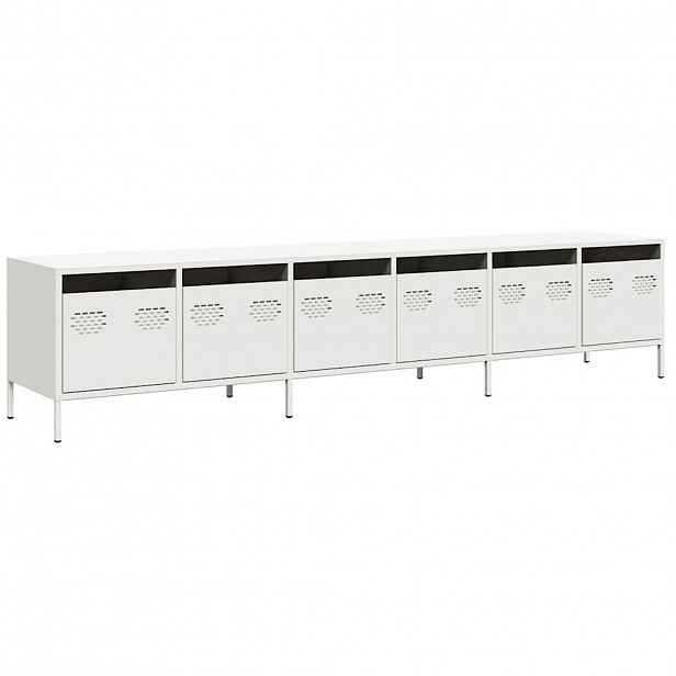 vidaXL TV skříňka bílá 202 x 39 x 43,5 cm ocel válcovaná za studena
