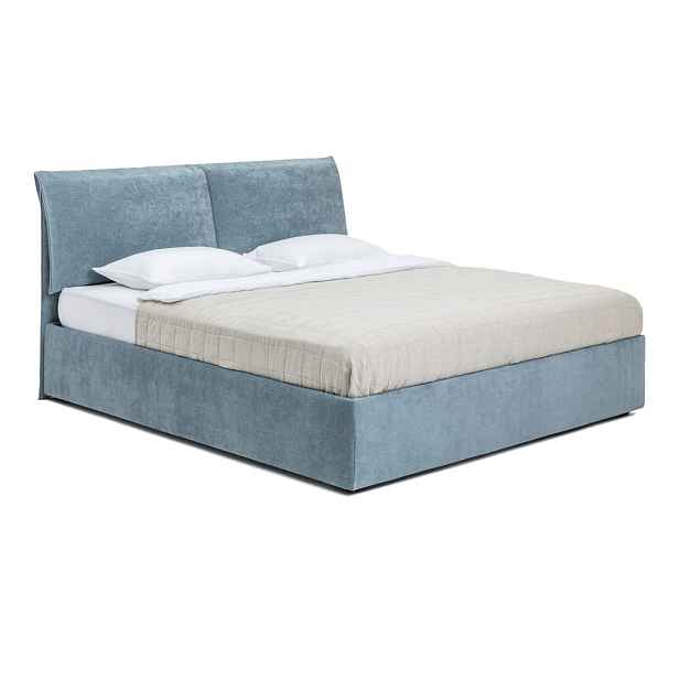 Modrá čalouněná dvoulůžková postel s úložným prostorem s roštem 180x200 cm Thessa Pillow – Bonami Selection