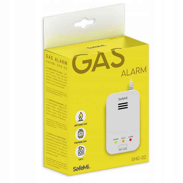 SHG-02 Detektor plynu propan butan Lpg 230V SafeMi