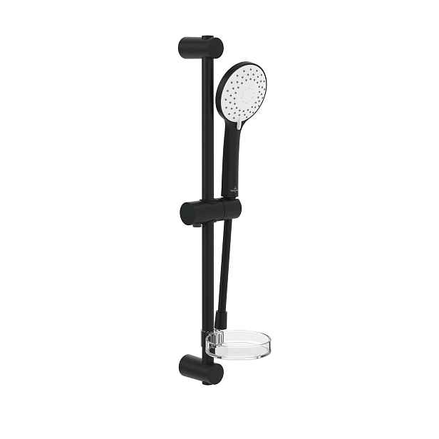 Villeroy & Boch Universal Showers - Set sprchové hlavice, tyče a hadice, 3 proudy, matná černá TVS109004000K5
