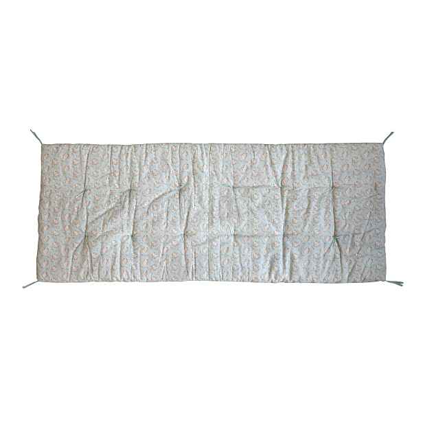 Zelený květovaný podsedák s výplní na lavici se střapci Mip - 180*70 cm Chic Antique