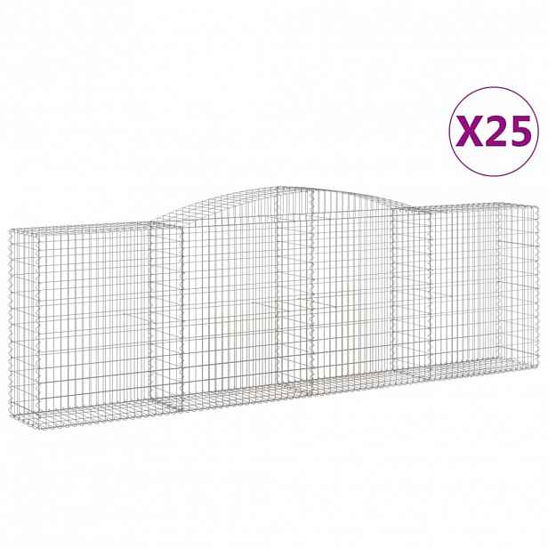 vidaXL Klenuté gabionové koše 25ks 400x50x120/140cm pozinkované železo