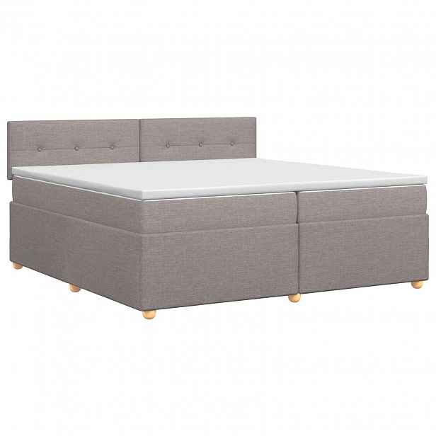 vidaXL Postel boxspring s matrací s čelo Taupe 200 x 200 cm Textil