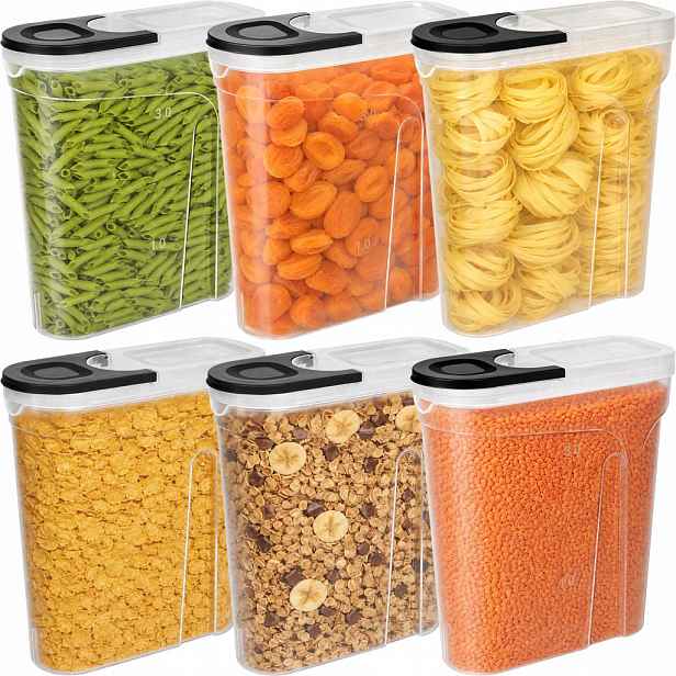 Plastová nádoba na potraviny Velká s dávkovačem na sypké produkty 4L x6