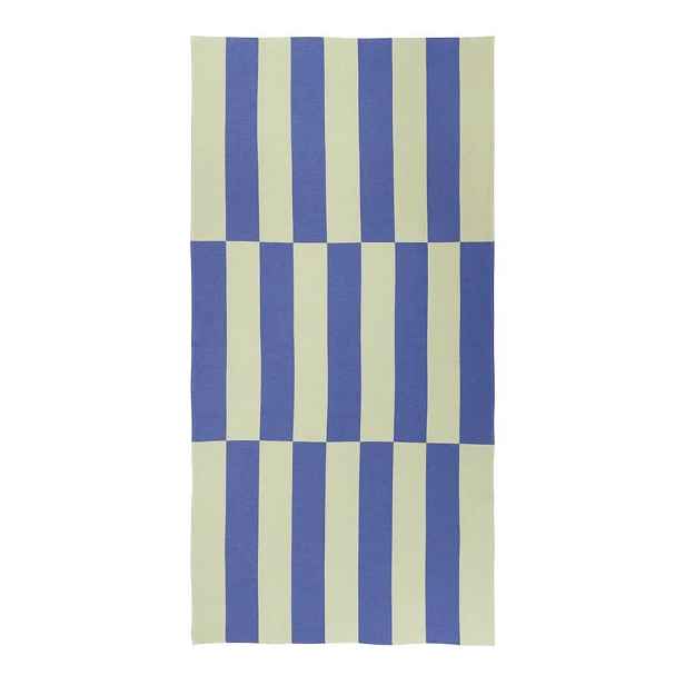 Světle žlutá/modrá bavlněná plážová osuška 100x160 cm Su – noo.ma