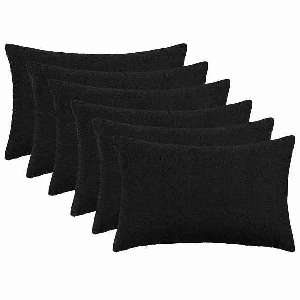 vidaXL Povlak na polštář 6 pcs HEERLEN Černá 30 x 50 cm Bouclé