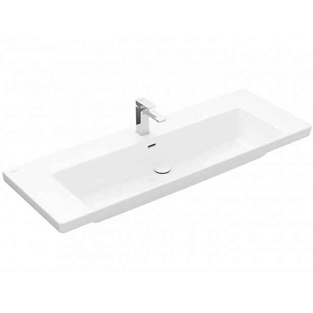 Villeroy & Boch Subway 3.0 - Umyvadlo 130x47 cm, s přepadem, otvor pro baterii, alpská bílá 4A70D501