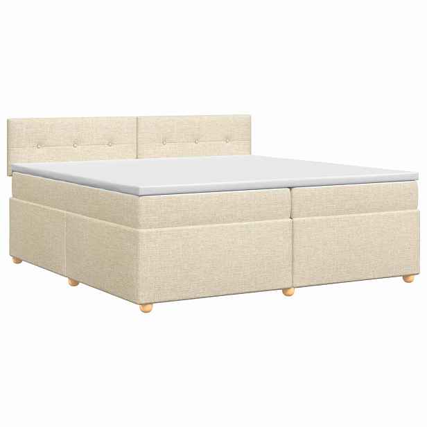 vidaXL Postel boxspring s matrací s čelo Krémová 200 x 200 cm Textil