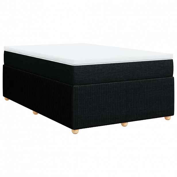 vidaXL Box spring postel s matrací černá 120x200 cm textil