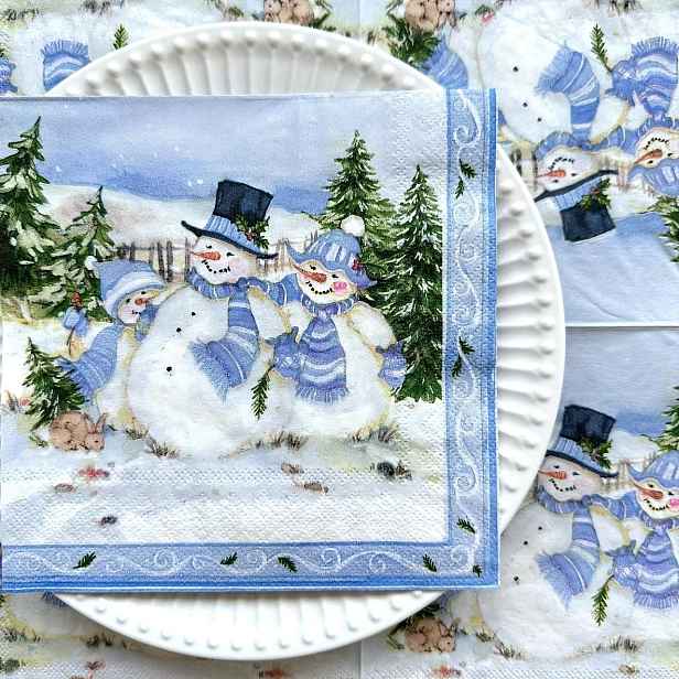 TEMU 20 ks Jednorázové ubrousky s vánočním stromkem a sněhulákem 13x13" – Ideální pro sváteční stolování, scrapbooking a party potřeby na Halloween,