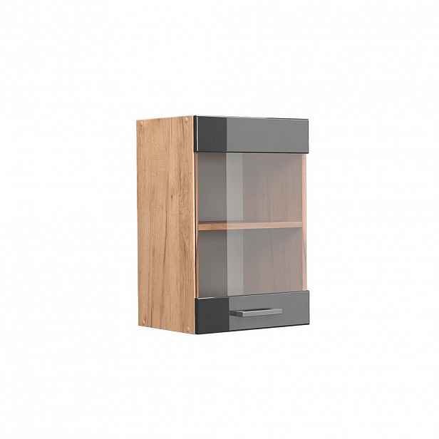 Vicco SKLENĚNÁ KUCHYŇSKÁ SKŘÍŇKA R-Line Antracitový vysoký lesk 40 cm