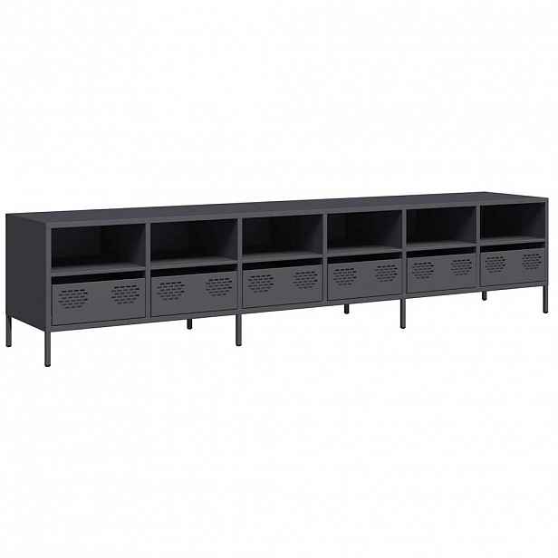 vidaXL TV skříňka antracitová 202x39x43,5 cm ocel válcovaná za studena