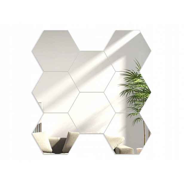 Zrcadlo Nástěnné zlaté ve tvaru Hexagonu Hexagon Zrcadlo Silver 8 Kusů