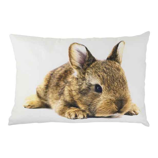 Bílý bavlněný polštář s králíčkem Rabbi  - 50*35*10cm Mars & More