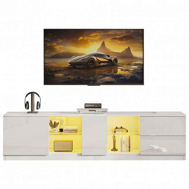 FLIEKS TV STOJAN 160 cm Lesk LED Osvětlení 65 Zoll