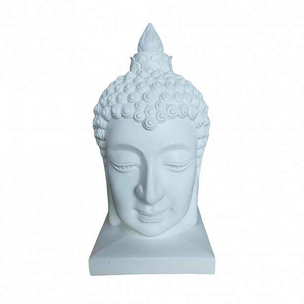 Relaxdays SOCHA Bílá hlava Buddhy polyresin 60 cm