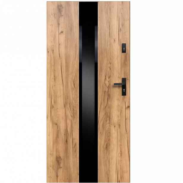 Vchodové dveře Neptun P55 90P dub sonoma černá inox/grafitová 2070x1000x55 mm