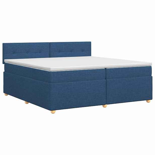 vidaXL Postel boxspring s matrací s čelo Modrá 200 x 200 cm Textil