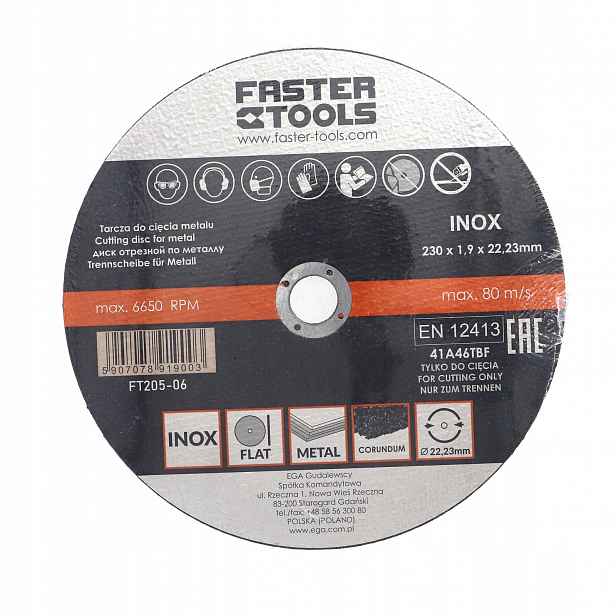 Faster Tools Řezací kotouč na kov Inox 230 x 1,9 50 ks
