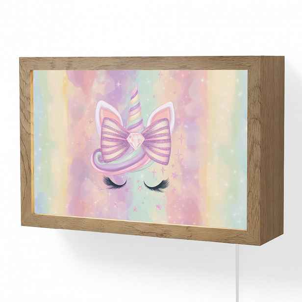 OnlyWow NÁSTĚNNÁ LAMPA Jednorožec - Třpytky - Duha - Pastelové barvy 30x20 cm