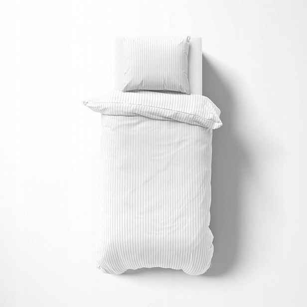 Povlečení damaškové 140x200 bílá jednobarevné proužky 1 cm Pure