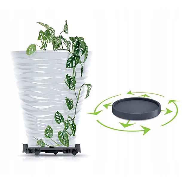 Prosperplast Podstavec pod květináč na kolečkách, kulatý, antracit 37cm