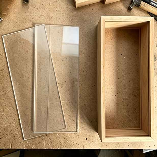 TEMU 3dílná sada bílých rámečků Shadow Box, obsahuje 1 3D dřevěný rám a 2 akrylové panely, dvouvrstvý akrylový 3D box pro vystavení, dřevěný rám na