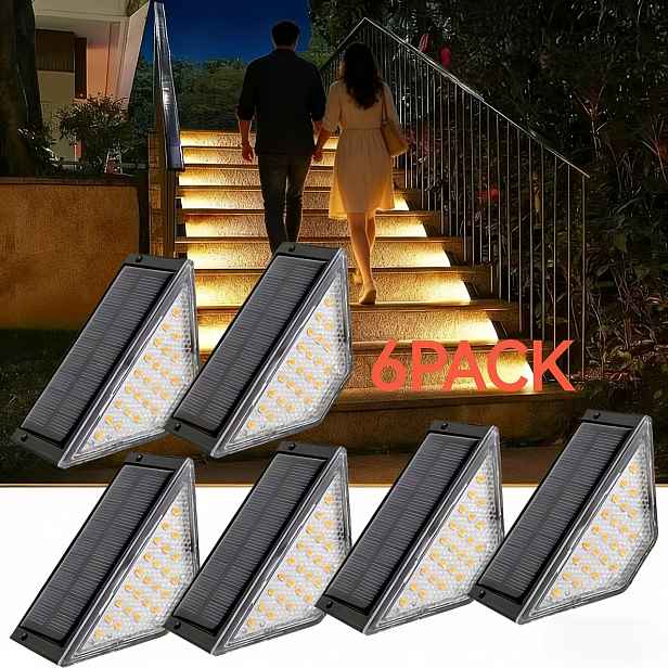 TEMU Solární 24LED schodišťová světla - venkovní osvětlení a schodišť s automatickým zapínáním/vypínáním, odolný plastový polozapuštěný montážní
