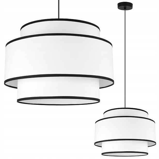 Závěsná Stropní Lampa Bílé Stínidlo Kulatý Velké 40 CM Glamour Pro Obývací Pokoj E27