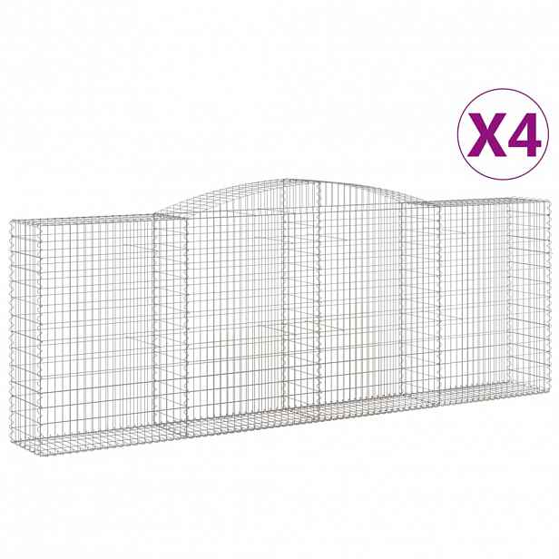 vidaXL Klenuté gabionové koše 4 ks 400x50x140/160cm pozinkované železo