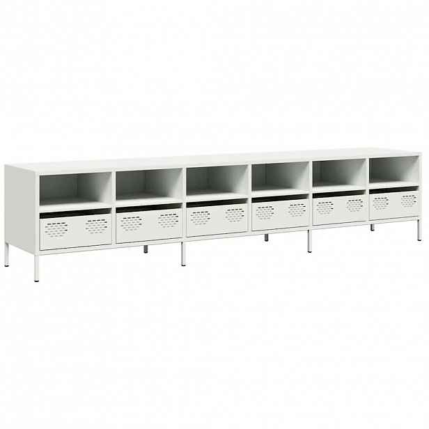 vidaXL TV skříňka bílá 202 x 39 x 43,5 cm ocel válcovaná za studena