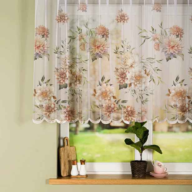 3D Květiny Záclona D00198M Manila 350x120 cm Hotová S Páskou Šitá