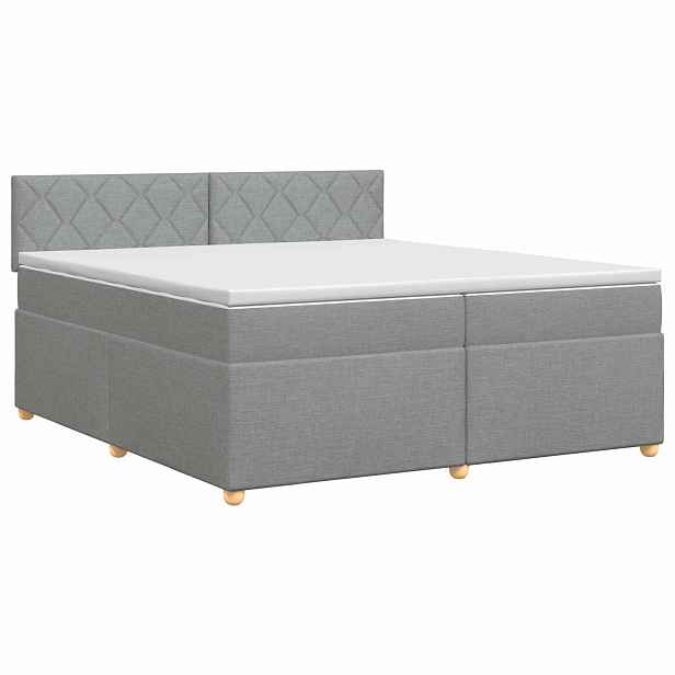 vidaXL Postel boxspring s matrací Světle šedá 200 x 200 cm Textil