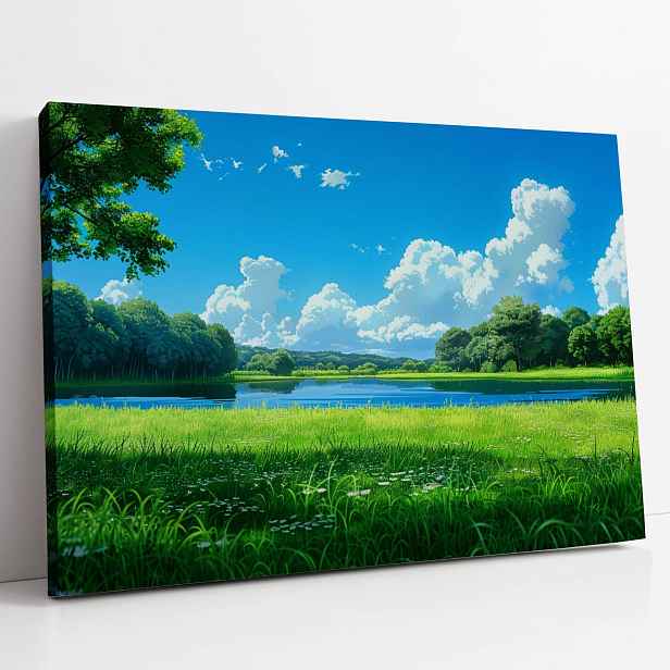 Obraz na plátně Louka u jezera, krajina do domu, pokoje, obýváku 80x60