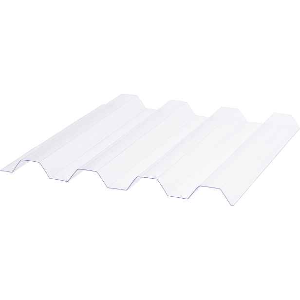 Deska polykarbonátová trapézová TOPLIGHT T 76/18 hladká 2UV čirá 0,8×1 060×3 000 mm