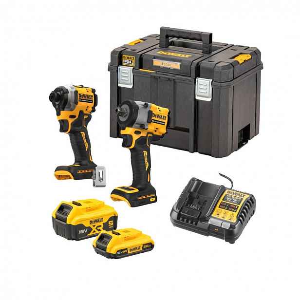 DeWALT - 6dílná sada AKU rázových utahováků, baterií a nabíječky DCF850NA