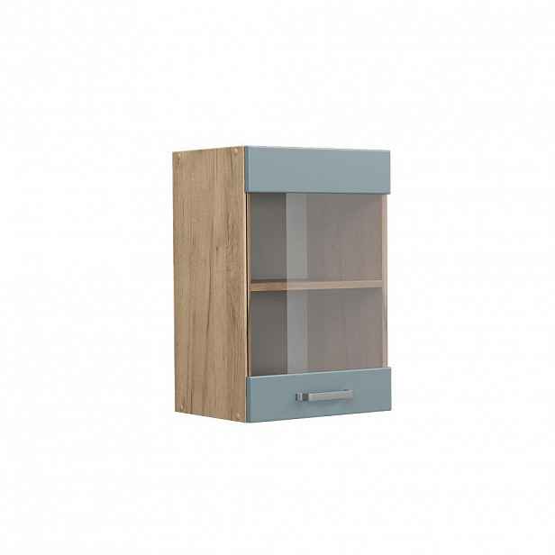 Vicco SKLENĚNÁ KUCHYŇSKÁ SKŘÍŇKA R-Line Modrošedá 40 cm