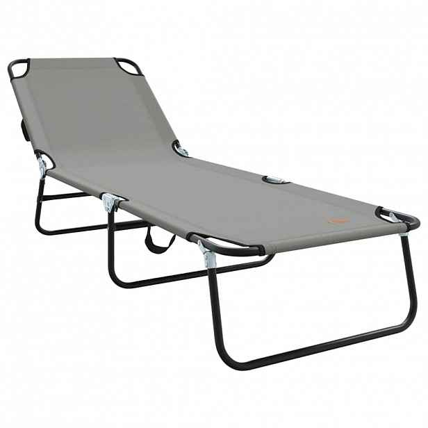 vidaXL Skládací lehátko Šedá 188 x 57 x 86,5 cm Polyester
