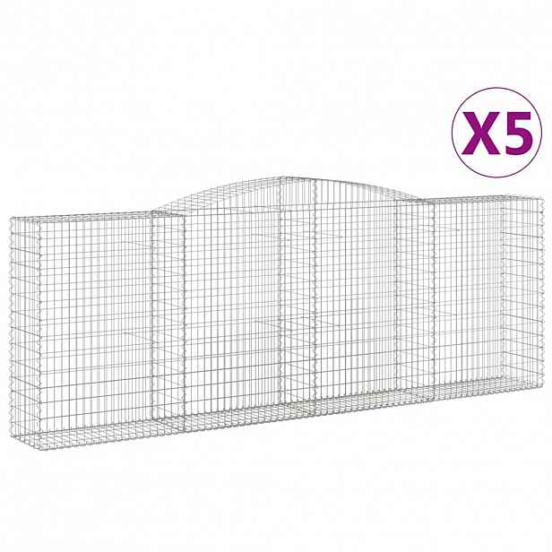 vidaXL Klenuté gabionové koše 5 ks 400x50x140/160cm pozinkované železo