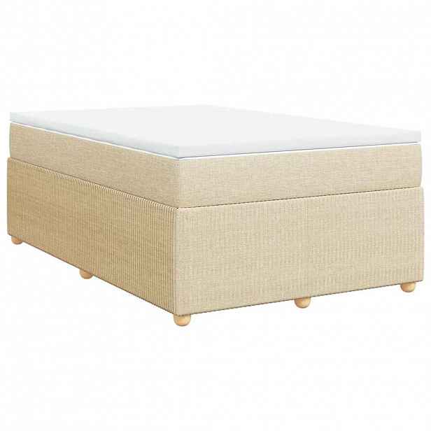 vidaXL Box spring postel s matrací krémová 120x200 cm textil