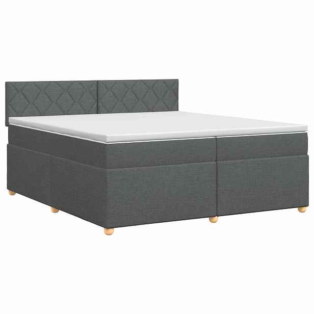 vidaXL Postel boxspring s matrací Tmavě šedá 200 x 200 cm Textil