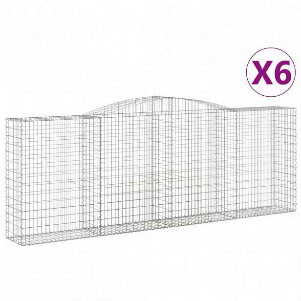 vidaXL Klenuté gabionové koše 6 ks 400x50x140/160cm pozinkované železo