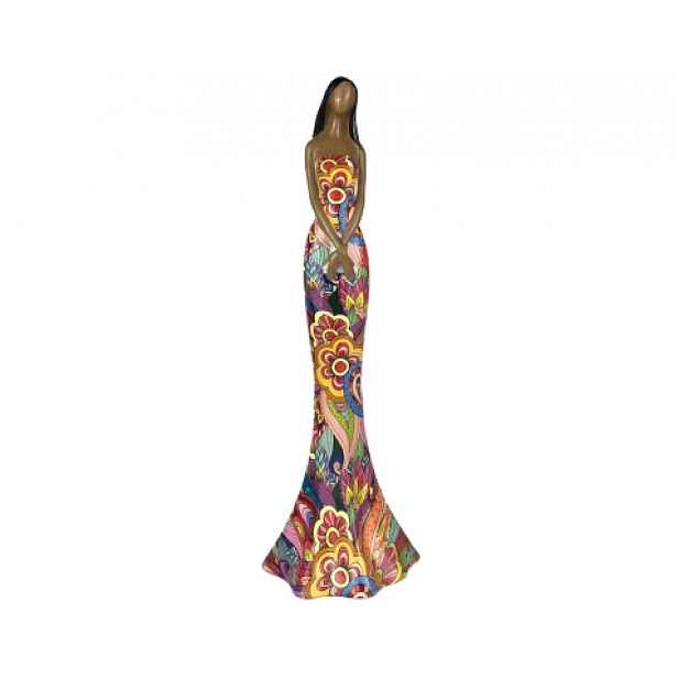 Dekorační soška Žena v barevných šatech, 36 cm
