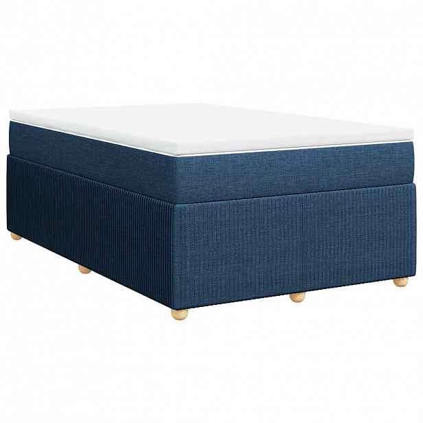 vidaXL Box spring postel s matrací modrá 120x200 cm textil