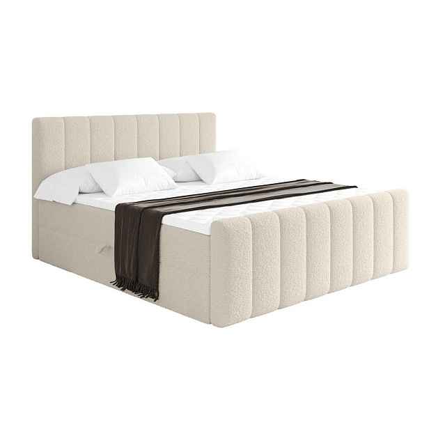 ALTDECOR KONTINENTÁLNÍ POSTEL s matrací H3 - OTTA-Z - 200x200 cm Béžová